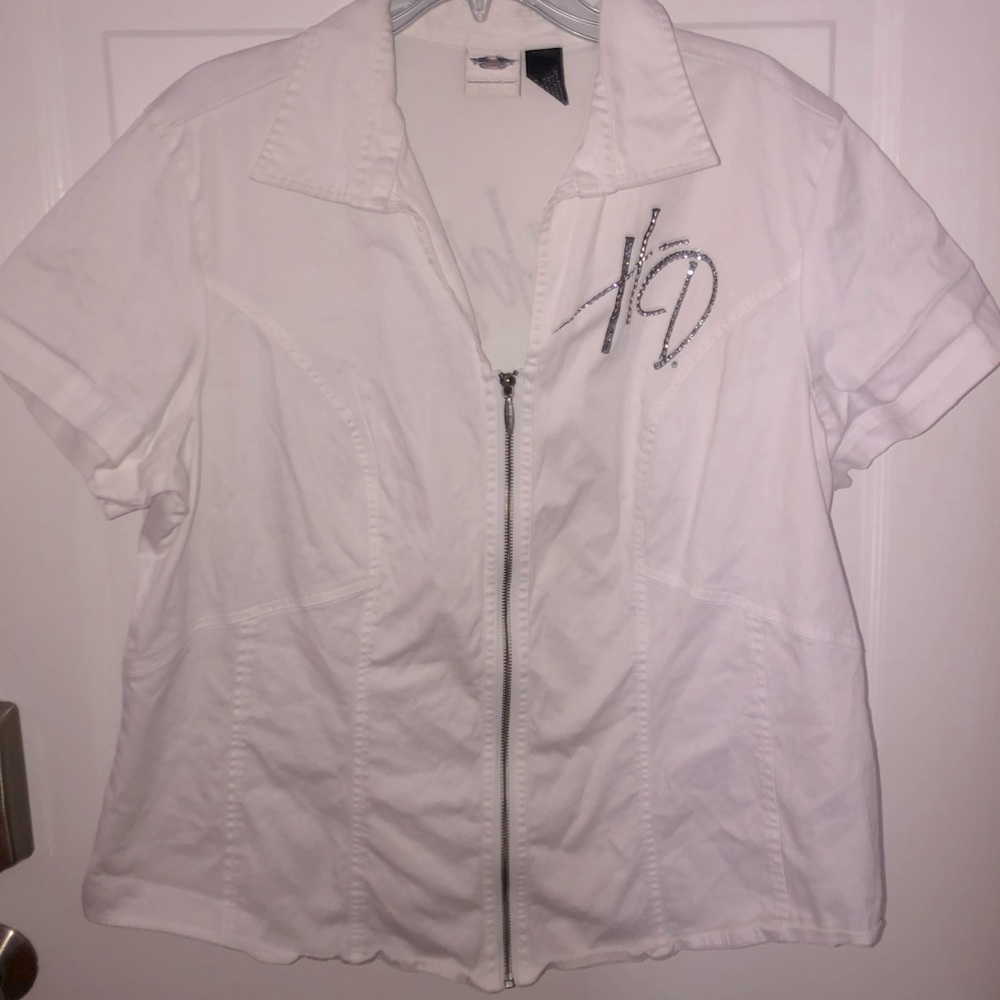 Harley Davidson Bling Logo Zip Up shirt